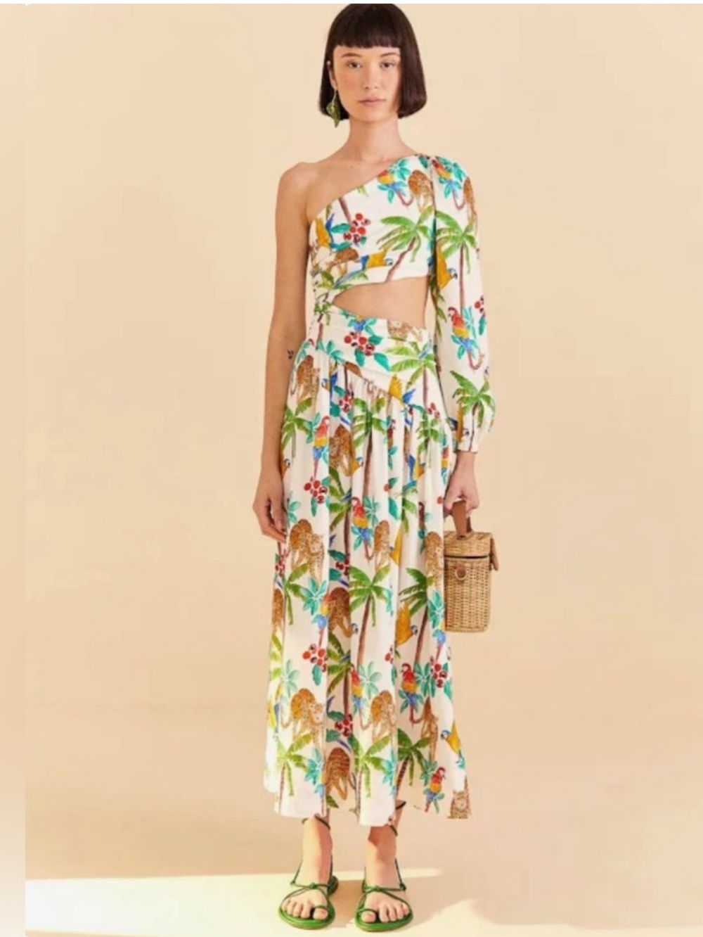 Farm Rio Tropical Paradise One Shoulder Dress Size Large